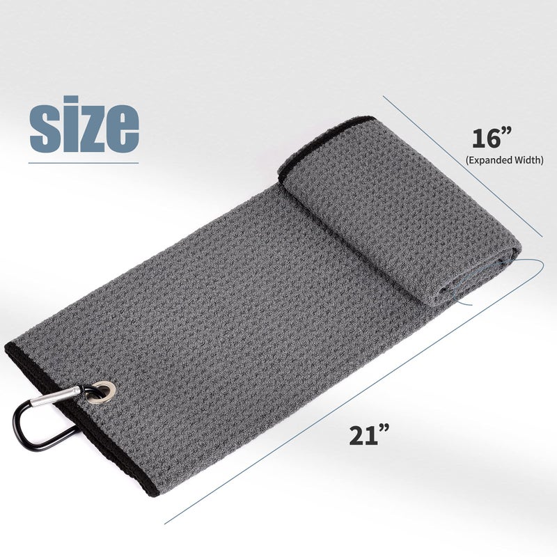 Mile High Life Golf Towels - Microfiber Waffle Pattern Tri-fold, Brush Tool Kit with Club Groove Cleaner with Retractable Cord and Clip, for Men Women, Golf Gift (Dark Gray Towel+Black Brush) - Image 4